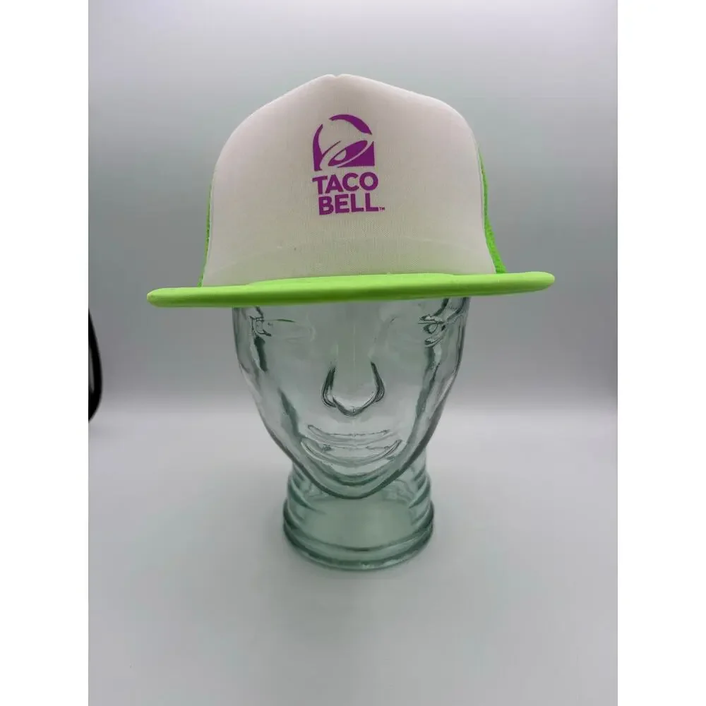 Taco Bell Retro Neon Green White Logo Snap Back Mesh Adjustable Trucker Hat OSFA